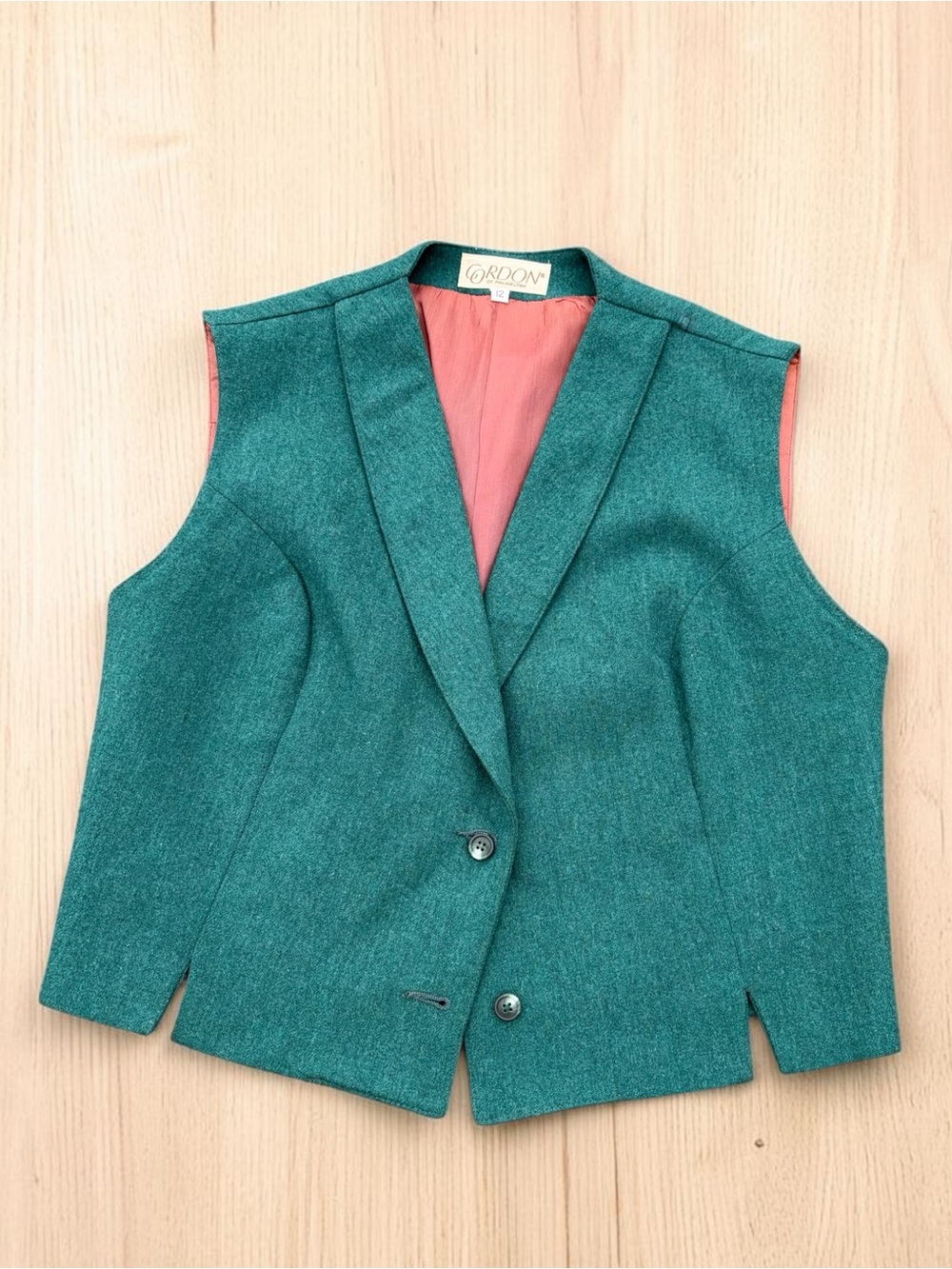 VINTAGE Gordon of Philadelphia Wool Blend Vest Women’s 12 Green Tailored Blazer